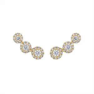 14KT GOLD THREE MARTINI SET DIAMOND CLIMBER EARRING