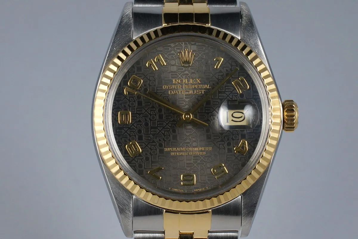 1985 Rolex Two Tone DateJust 16013 Gray Arabic Computer Dial