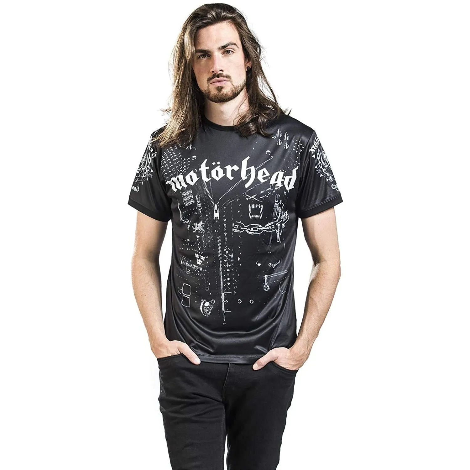 Amplified Mens Leather Vest Motorhead T-Shirt