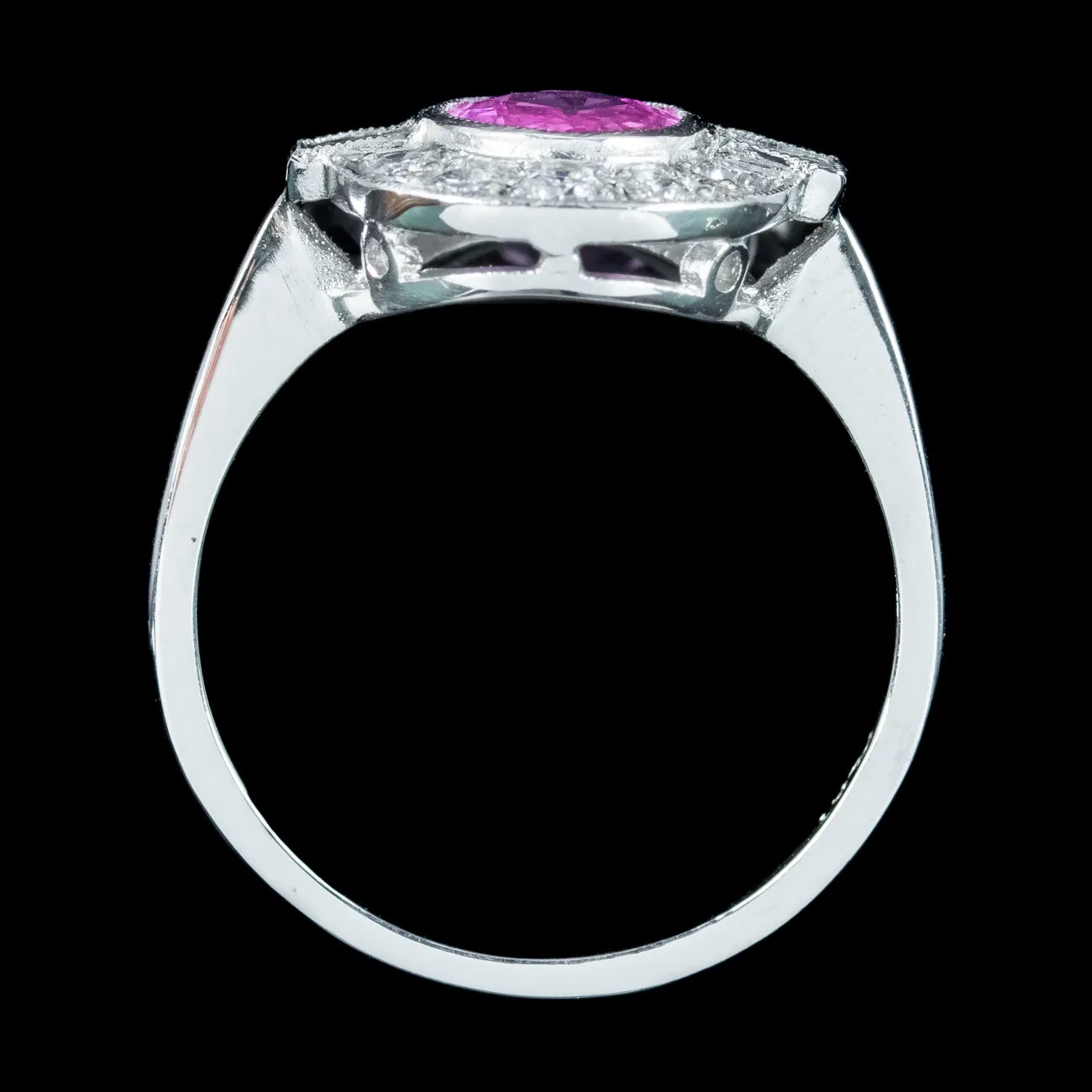 Art Deco Style Pink Sapphire Diamond Cluster Ring 1ct Sapphire