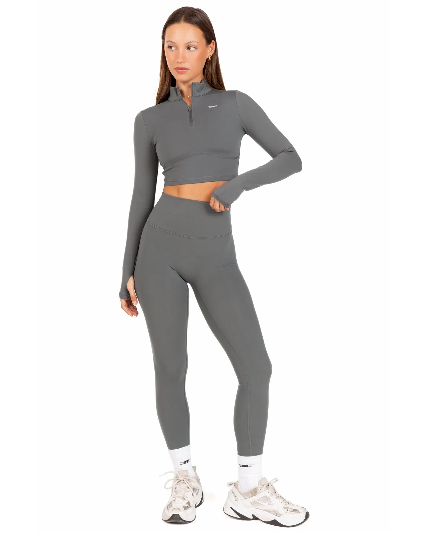 Auraluxe Crop Long Sleeve - Cloud Grey