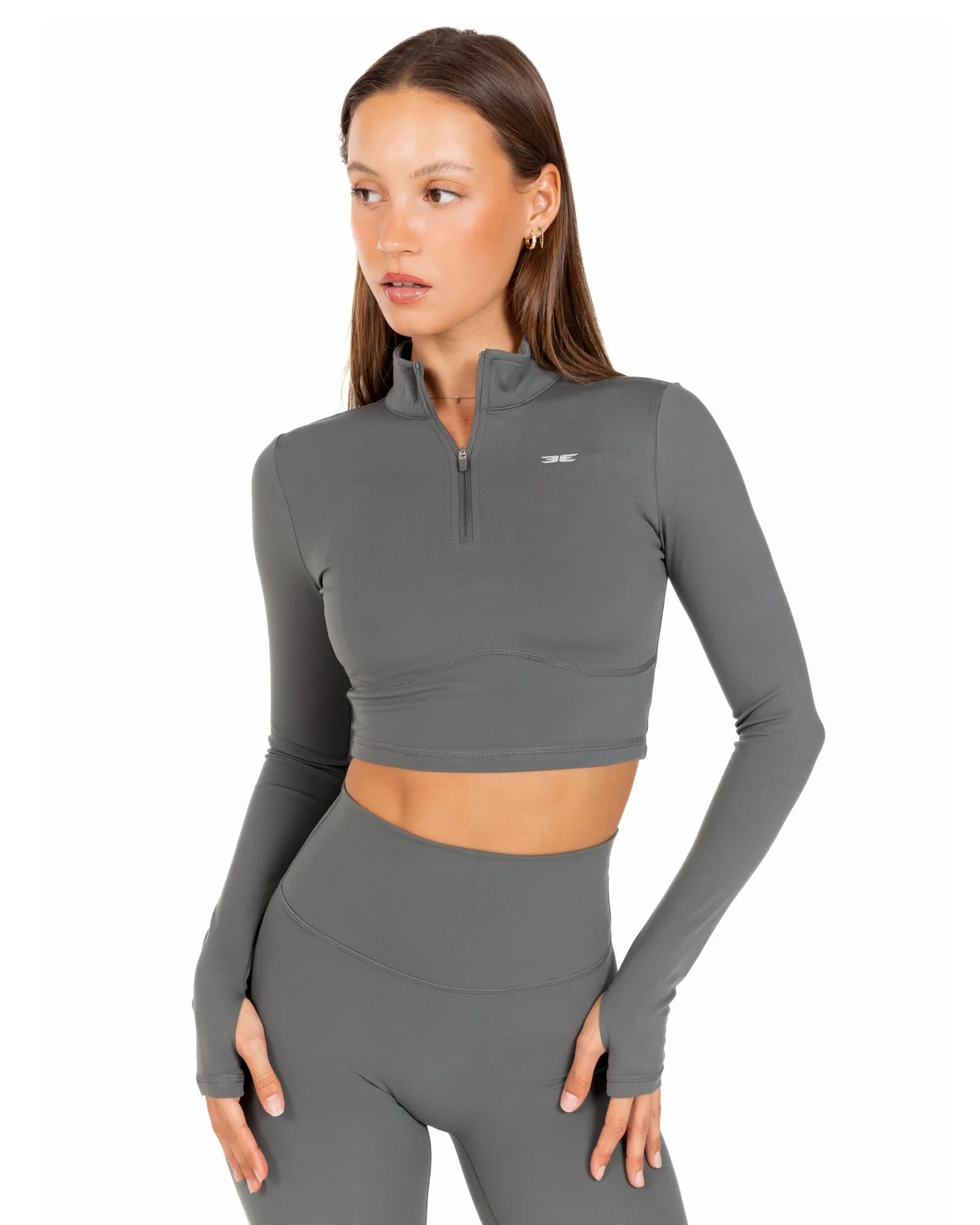 Auraluxe Crop Long Sleeve - Cloud Grey