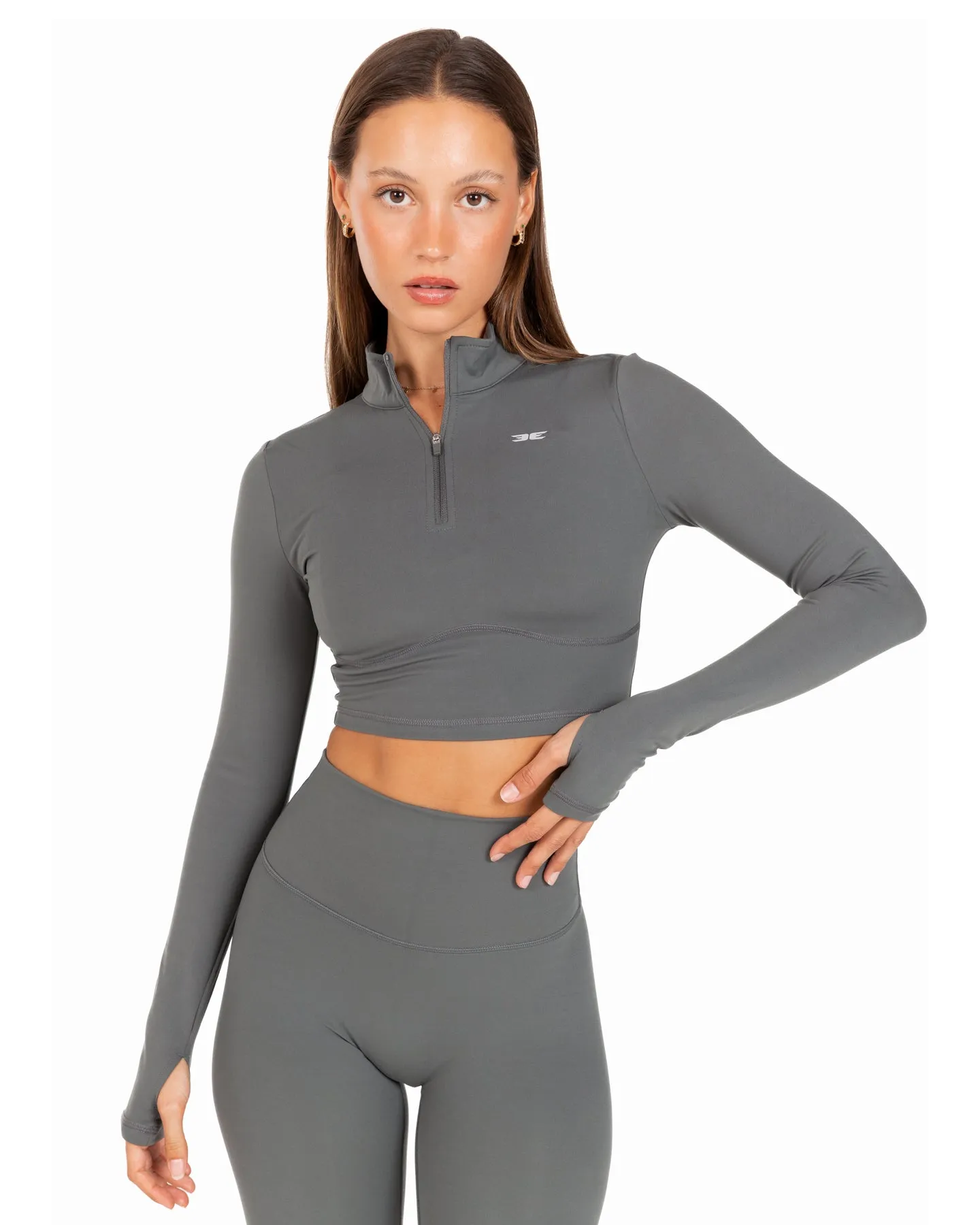 Auraluxe Crop Long Sleeve - Cloud Grey