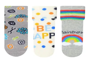 Baby Boy Anti-Slip Terry Socks Be Happy 3Pk (6-12mths)