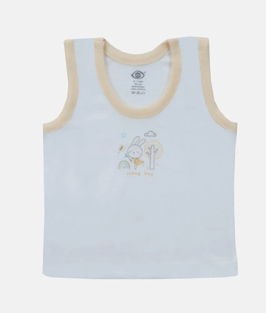 Baby Vest - Printed -  Peach