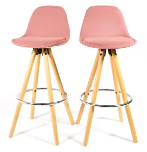 Barcelona Bar Stools Matte Velvet - Rose Pink