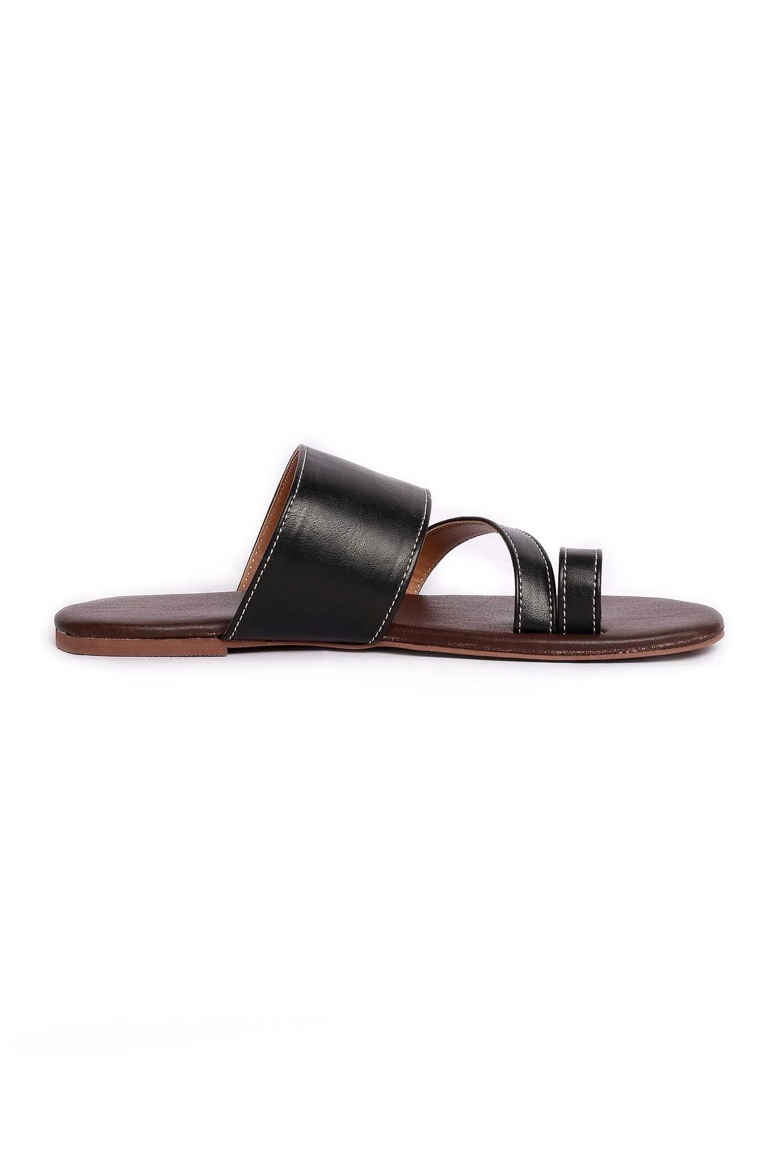 Black Cruelty Free Leather Sliders