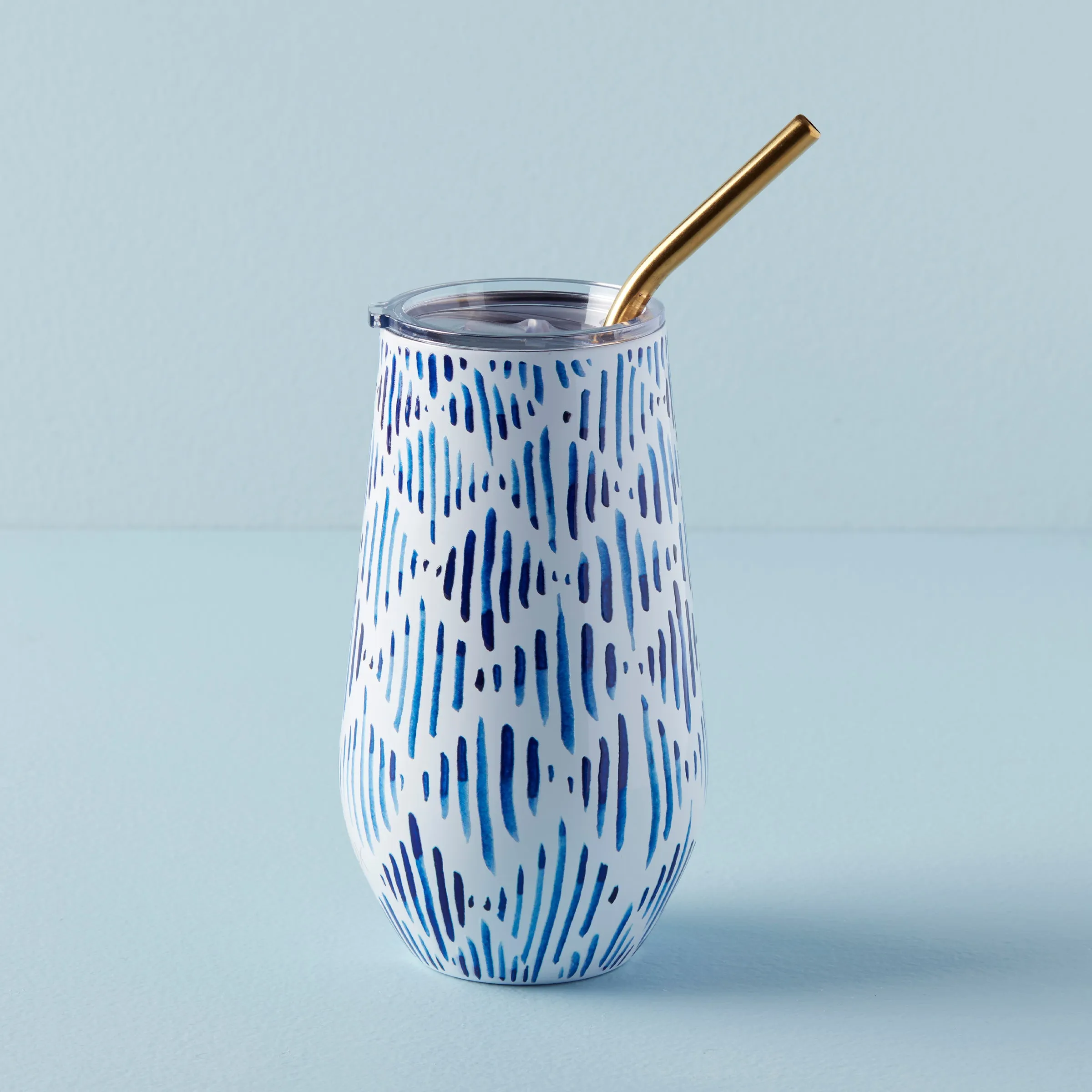 Blue Bay Ikat Stainless Steel Wine Tumbler & Straw