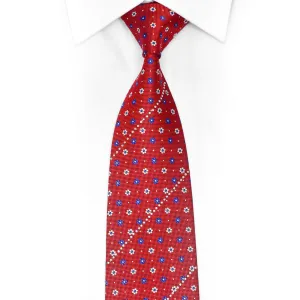 Blue Silver Floral On Burgundy Rhinestone Tie