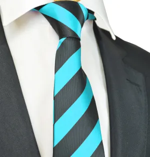 Classic Angel Blue and Black College Striped Men's Necktie