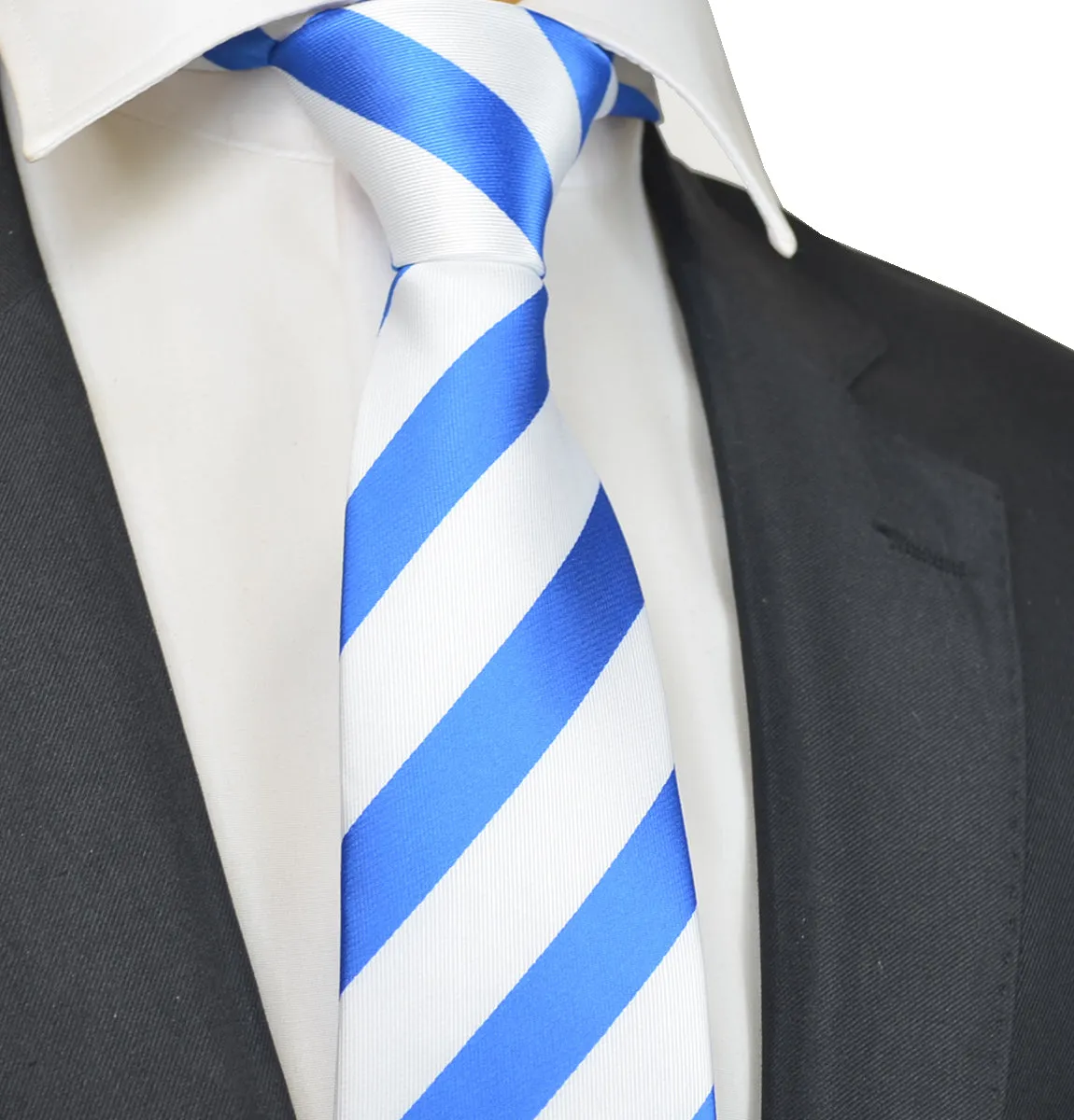 Classic Blue and White College Striped Men's Necktie