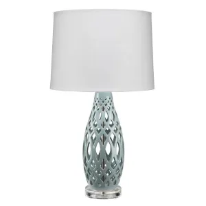 Coastal Style Filigree Light Blue Ceramic Table Lamp