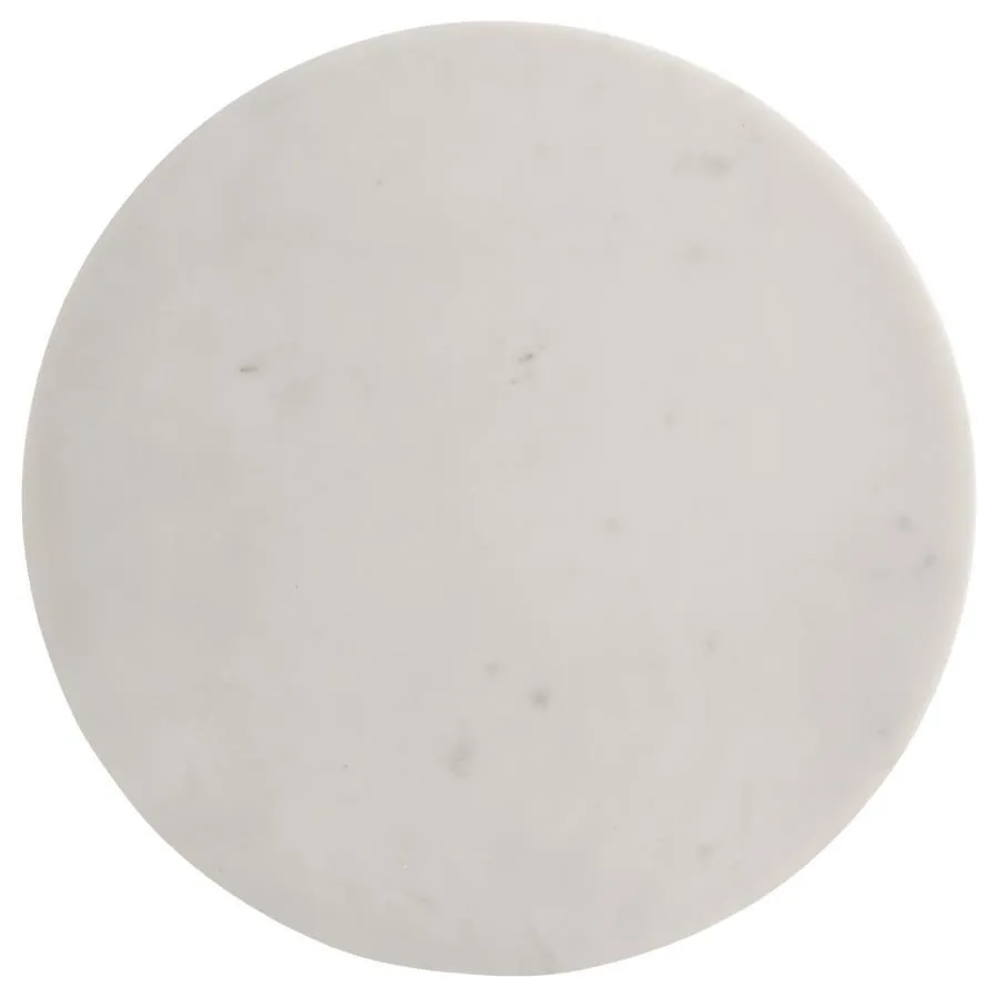 Colette - Round Marble Top Side Table - White And Dark Gray