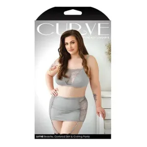 Curve 'Layne' Bralette, Gartered Skirt, & G-string Panty by Fantasy Lingerie