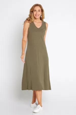 Diana V Core Dress - Khaki