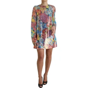 Dolce & Gabbana Elegant Floral Sequined Mini Dress