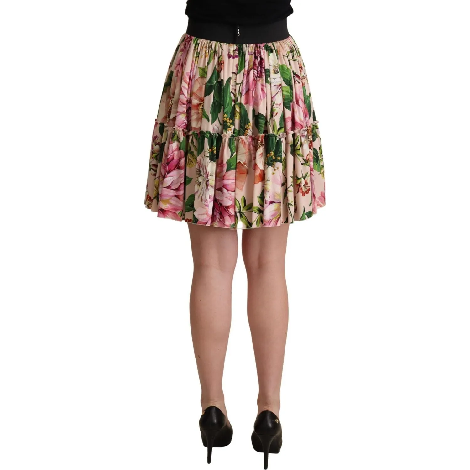 Dolce & Gabbana Elegant Floral Silk High Waist Mini Skirt