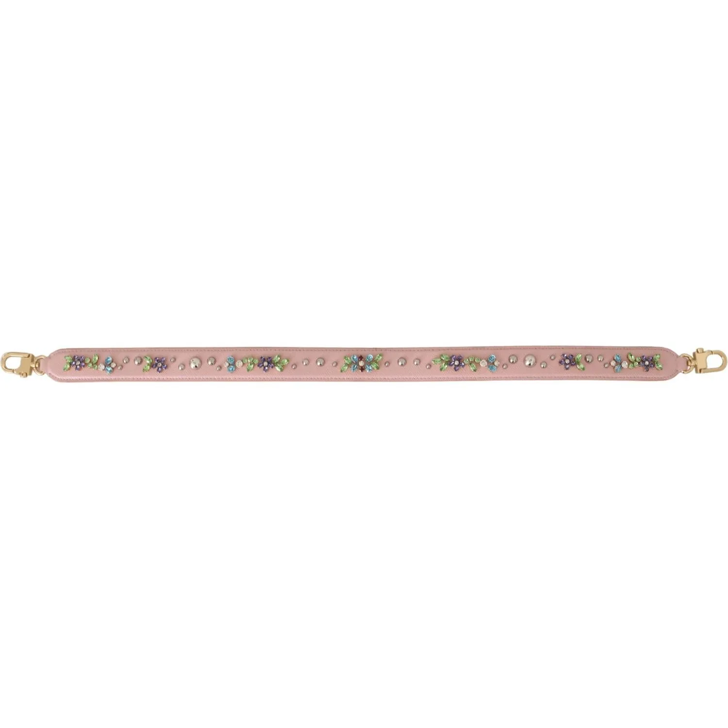 Dolce & Gabbana Stunning Pink Crystal Studded Leather Strap