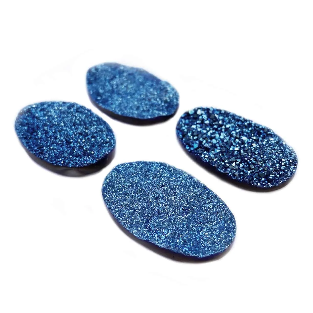 Drusy Blue Large Oval Cabochons 35mm - 4 pieces