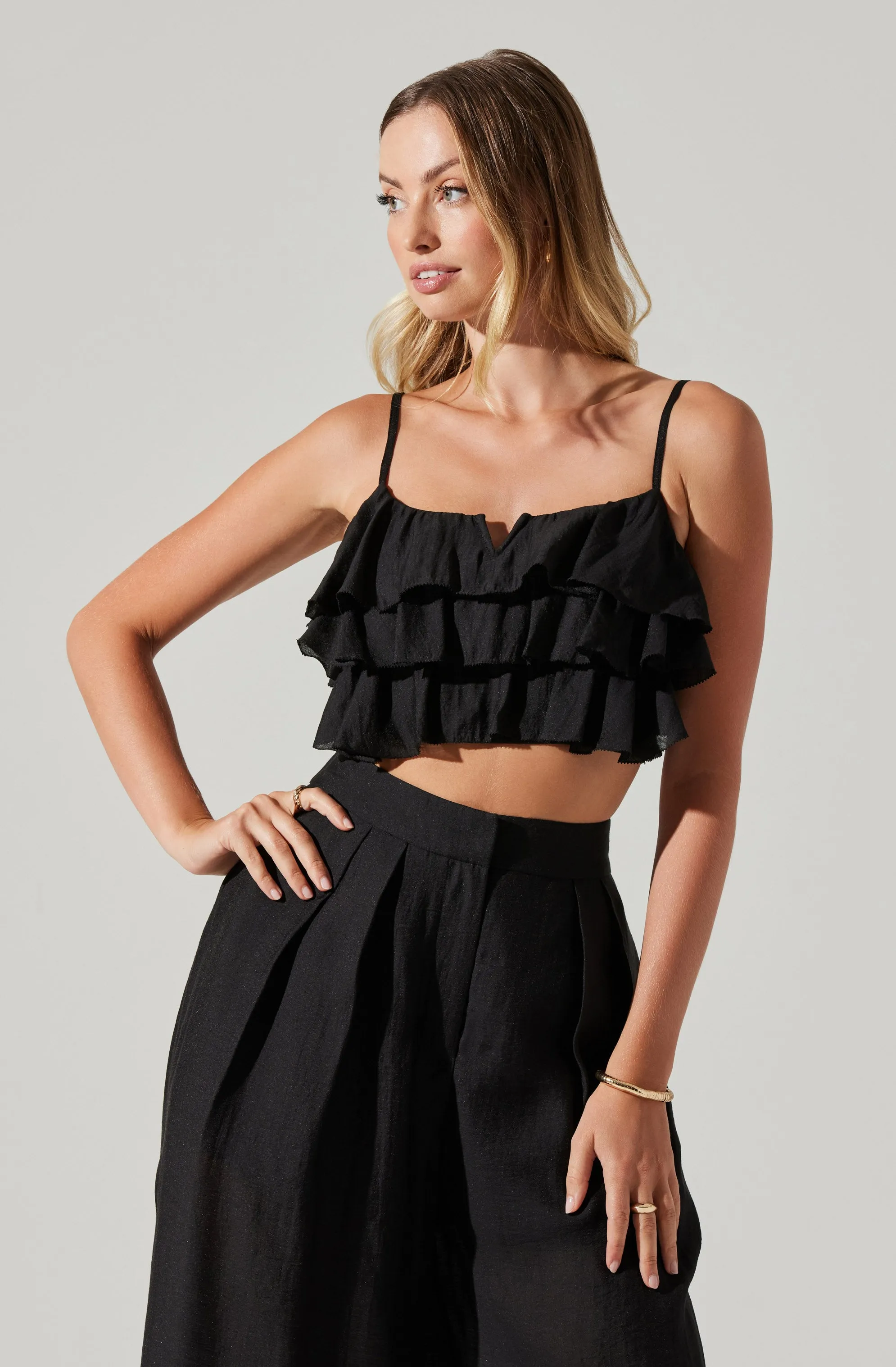 Ellyana Ruffle Crop Top