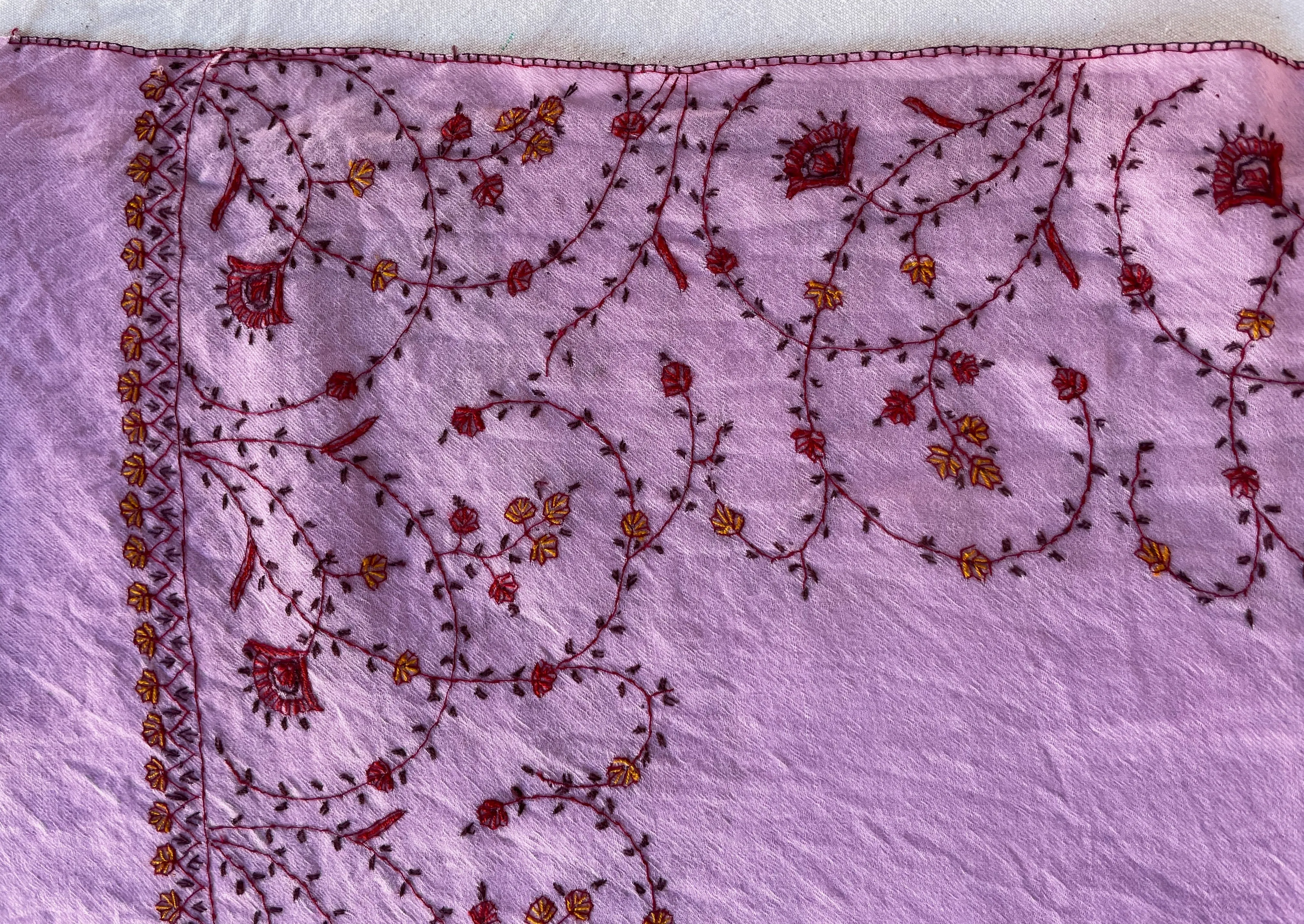 Fair Trade Embroidered Wool Shawl/Stole/Scarf (Purple Paisley)