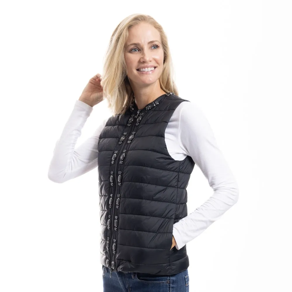 Glam Rhinestone Puffer Vest