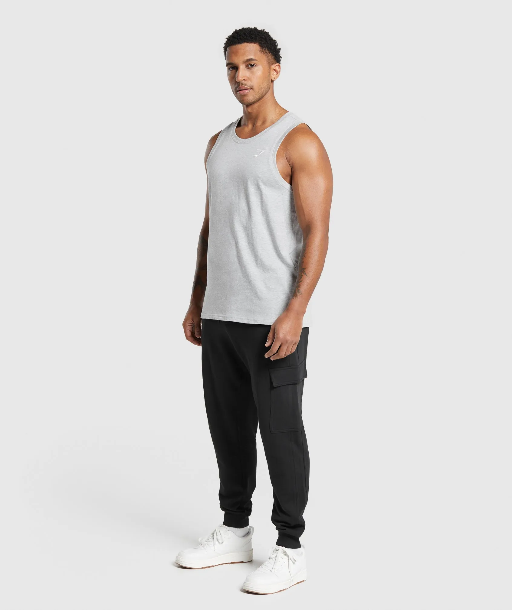 Gymshark Crest Tank - Light Grey Core Marl