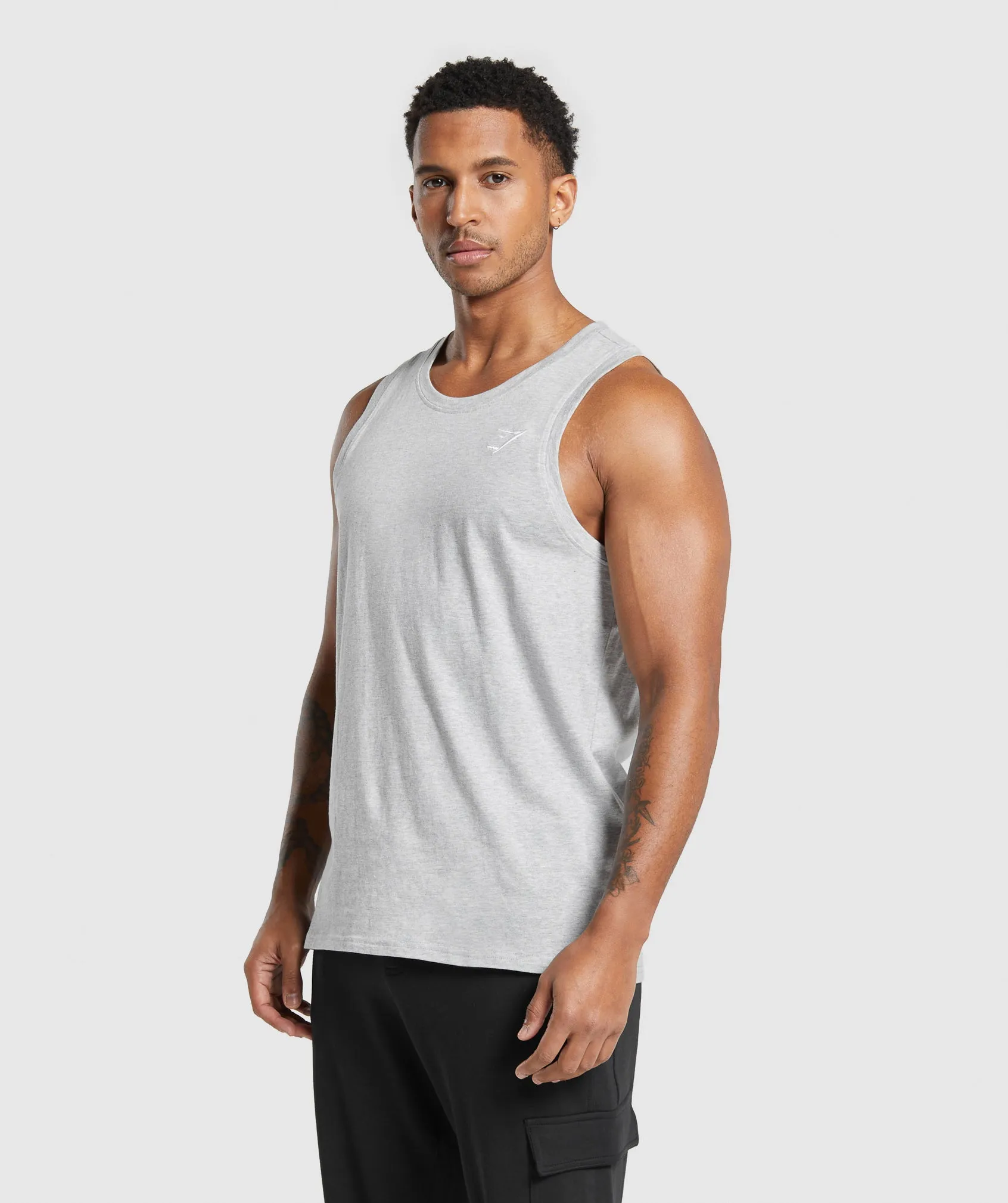 Gymshark Crest Tank - Light Grey Core Marl