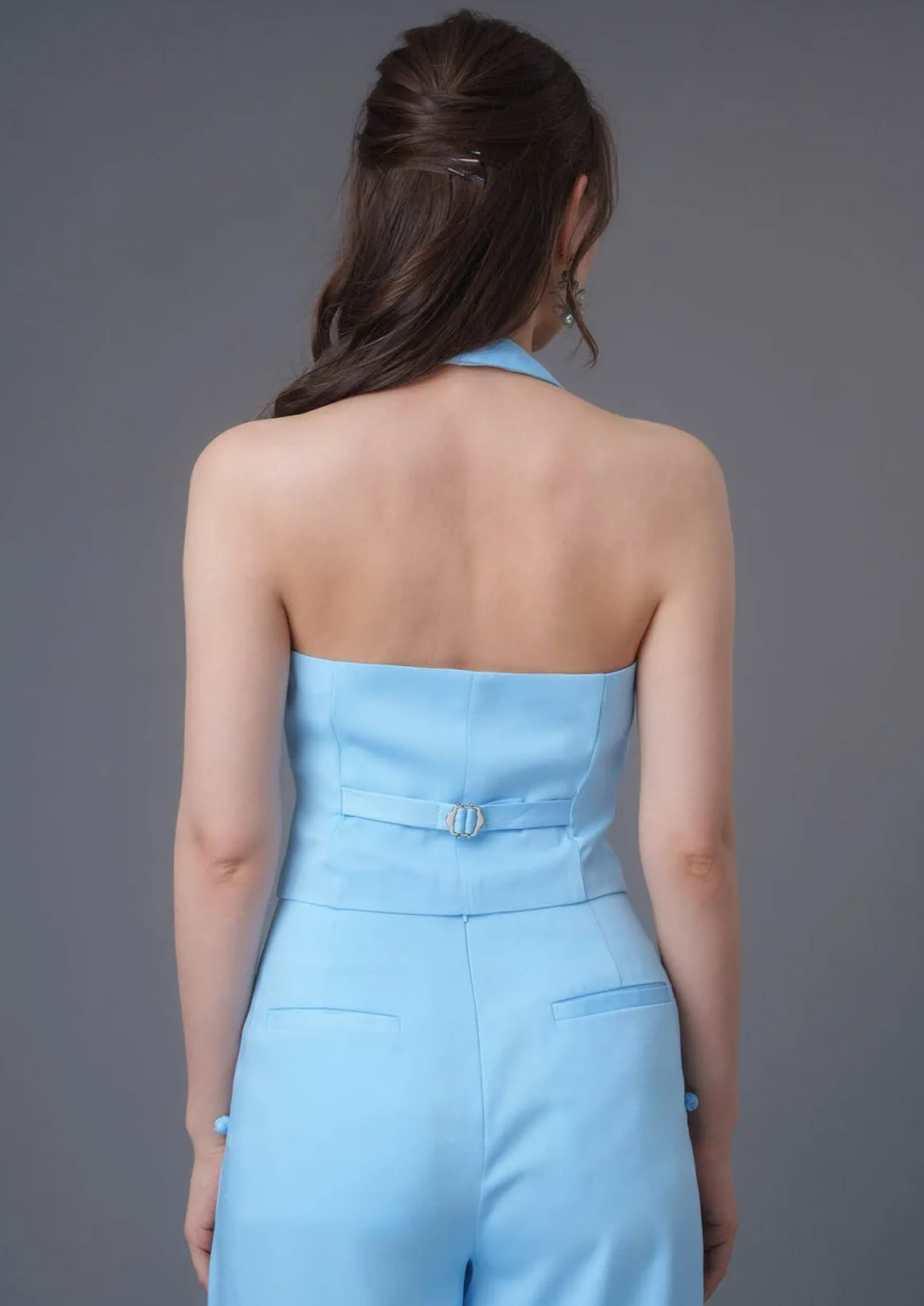 Halter Pankou Vest (Light Blue)