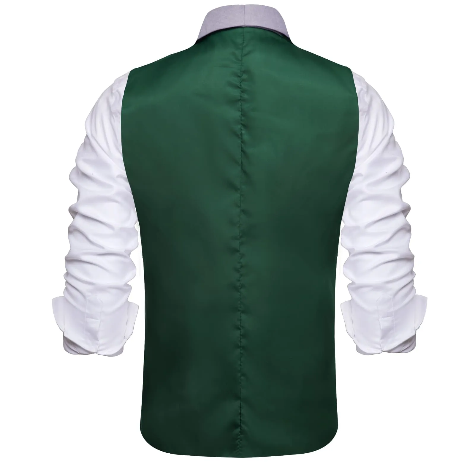 Hi-Tie LightGrey Shawl Collar Sapphire Pine Green Solid Waistcoat Formal Vest