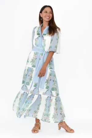 Kaylani Blue Paradise Cotton Silk Dress