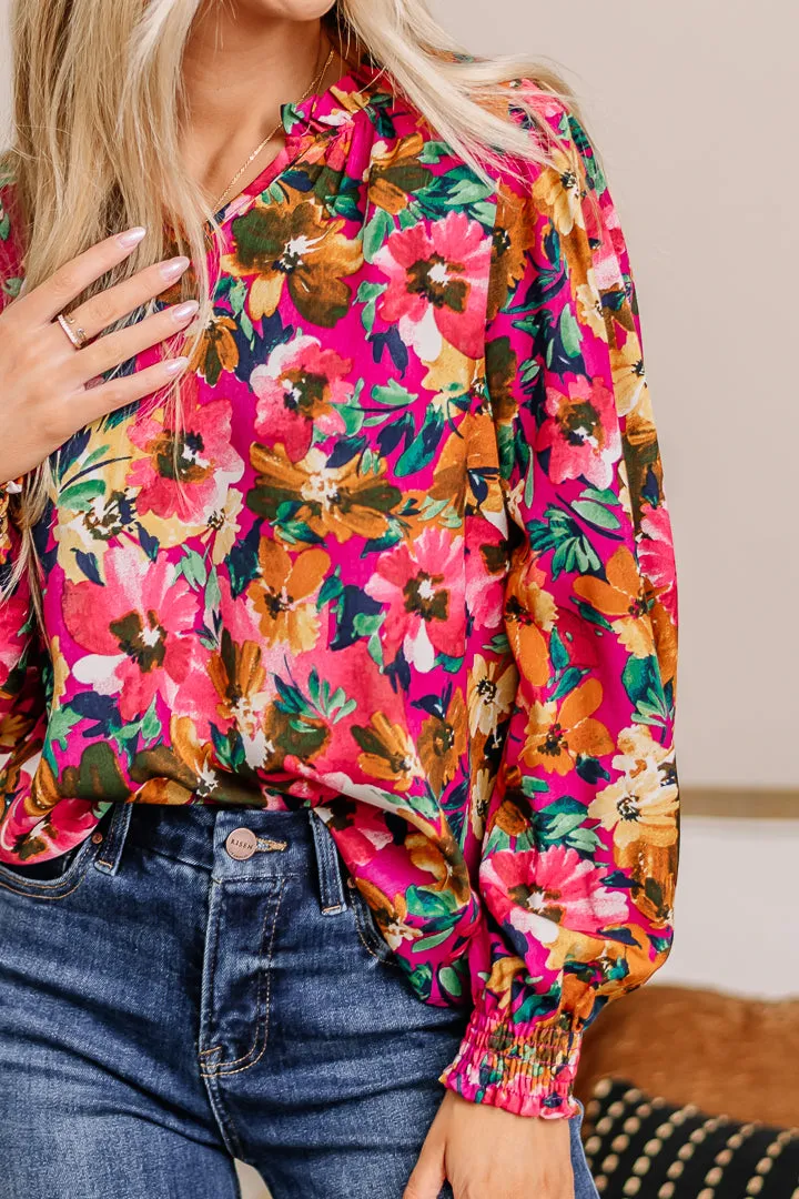 Lead The Way Floral Top | Magenta