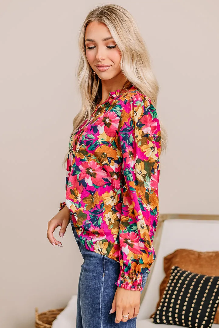 Lead The Way Floral Top | Magenta