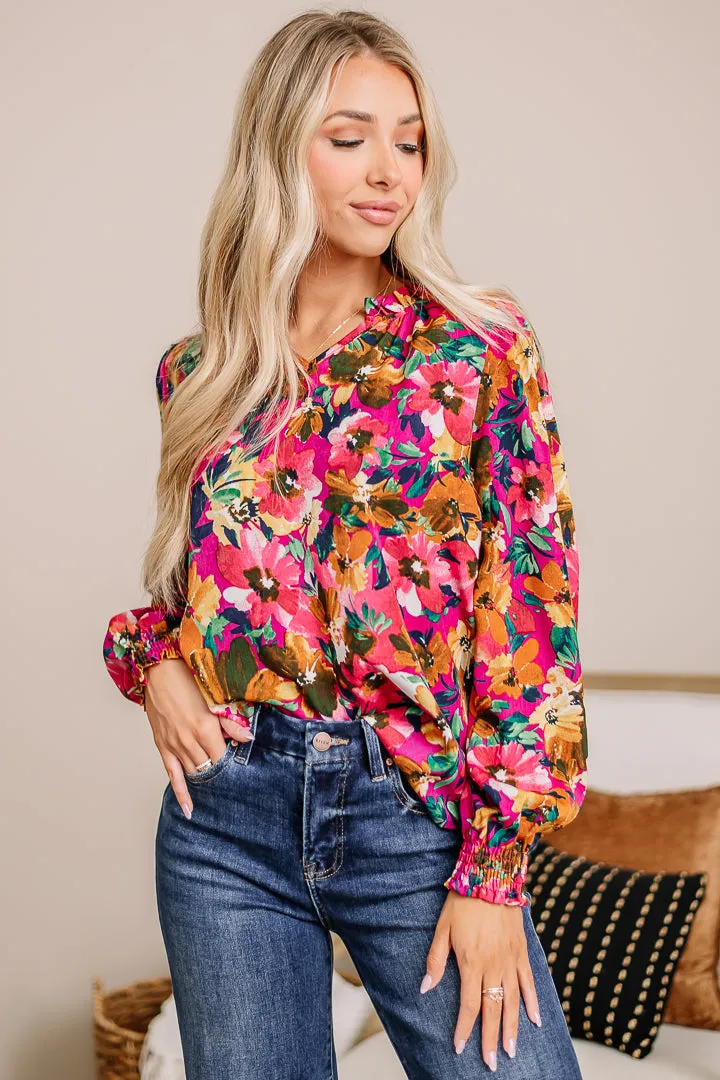 Lead The Way Floral Top | Magenta