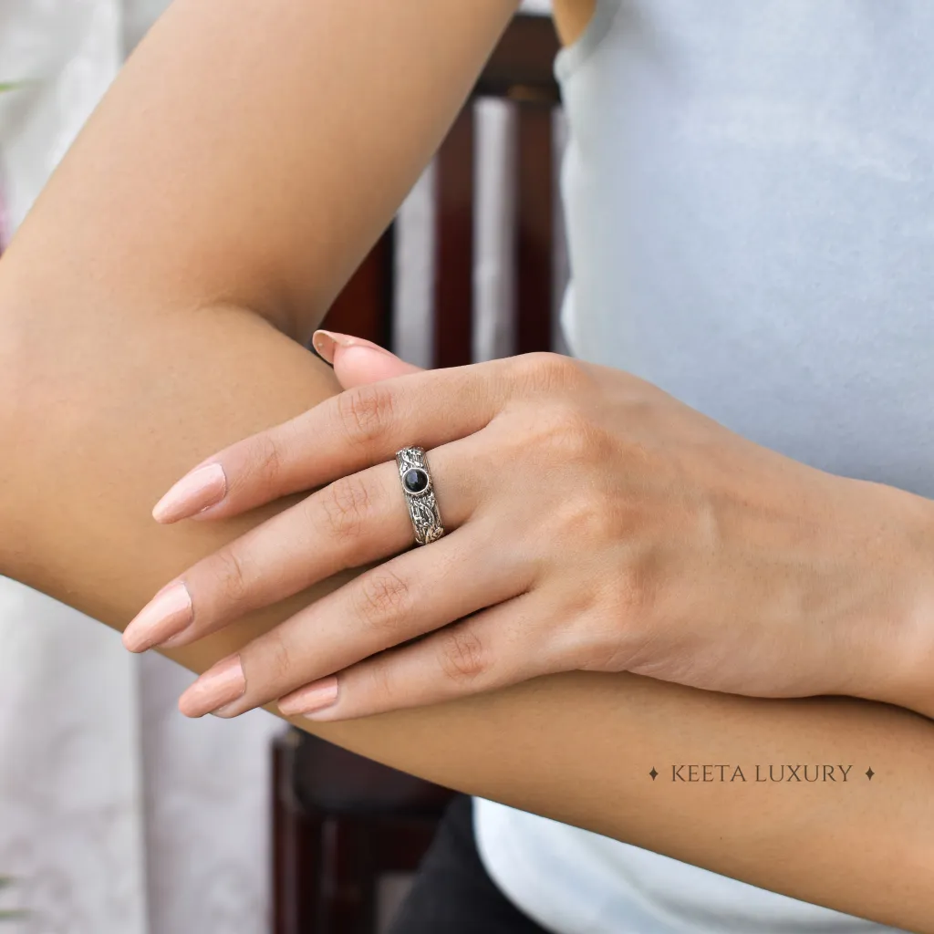 Leaf Shadow - Black Onyx Ring