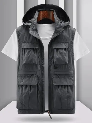 Lightweight Men's Vest with Many Pockets and Hood - SF1786