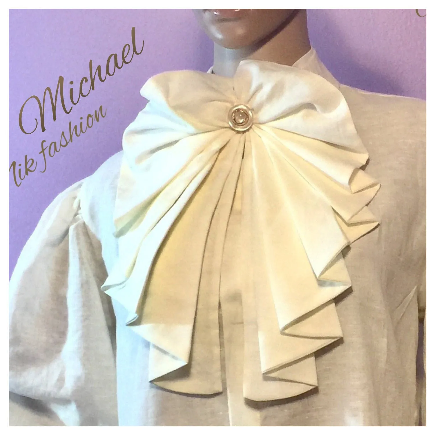 Men's Linen Jabot in Papyrus White