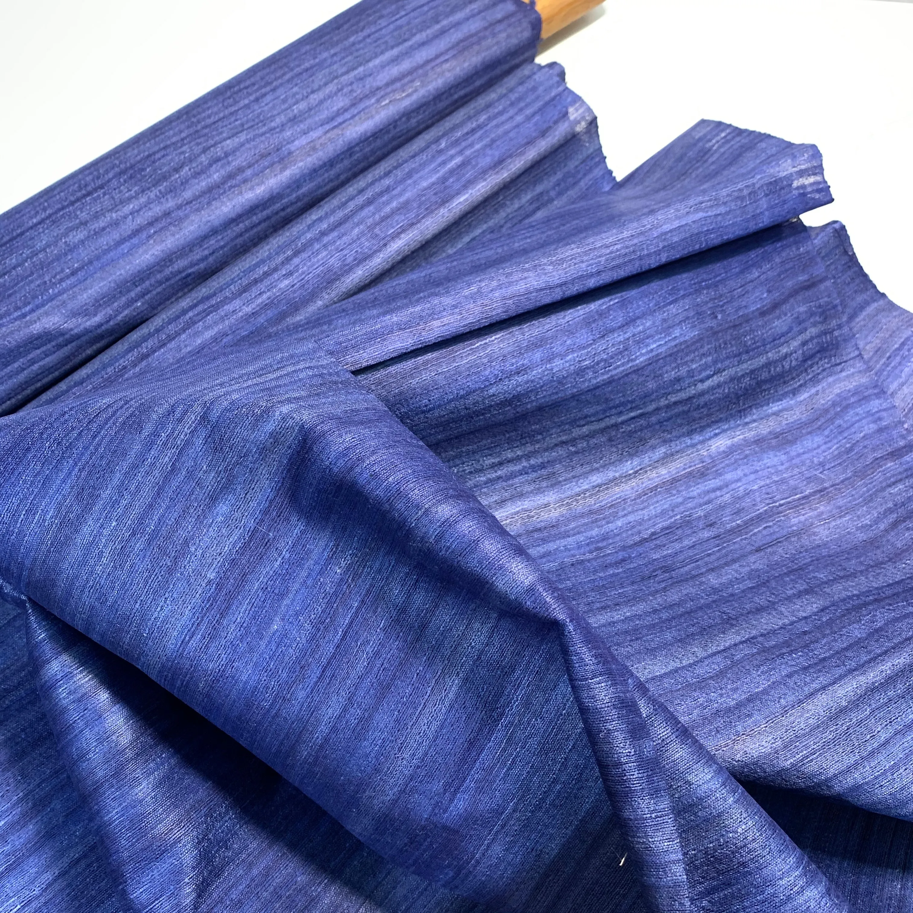 Midnight Blue Ahimsa Tussar Pure Silk Fabric