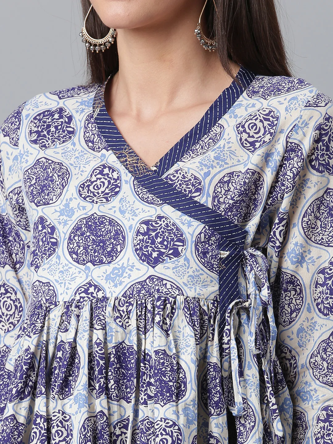 Navy Blue Wax Printed Cotton Tunic