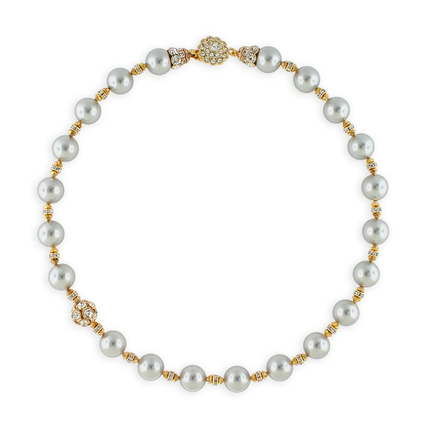 Pearl Necklace with Rhinestone Accents