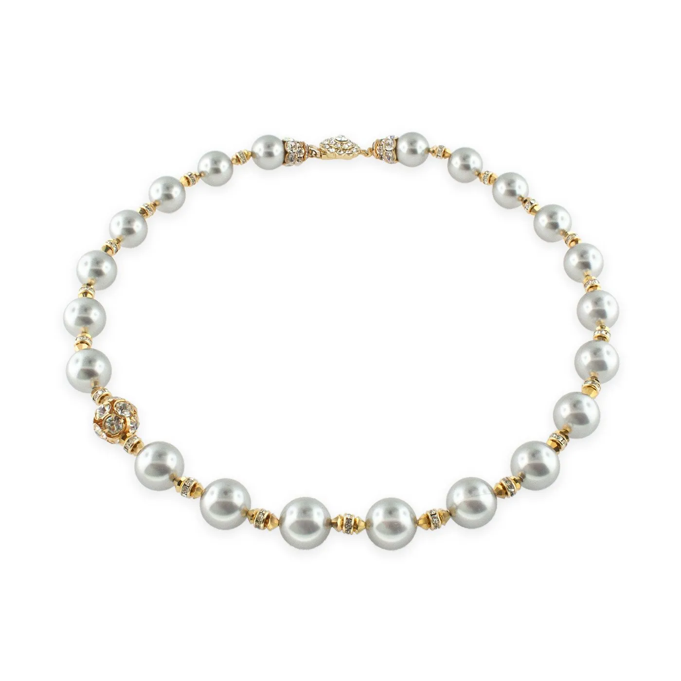 Pearl Necklace with Rhinestone Accents