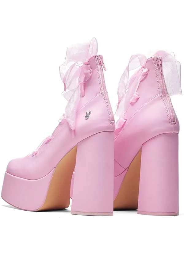 Playboy Infidelity [Pink] | LACE UP HEELS