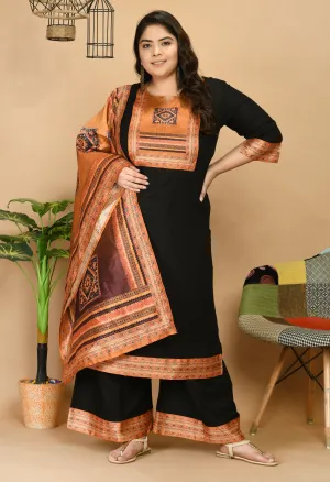 Plus Size Plus Size Digital Printed Kurta Palazzo Set with Dupatta