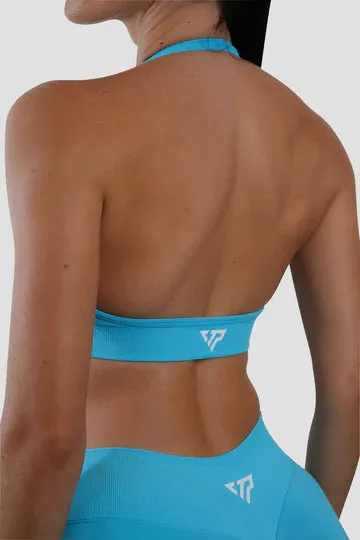 RECOIL HALTER CROP - ICE BLUE