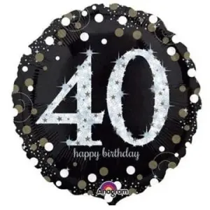 Sparkling Black 40th Foil Balloon