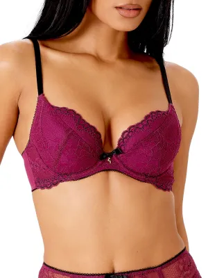 Superboost Lace Padded Plunge Bra - Purple Potion