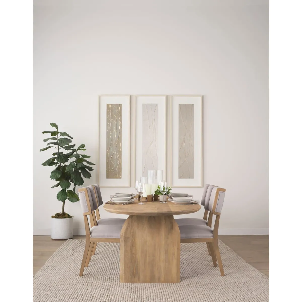 Tenton Dining Chair Gray Fabric | Brown Wood