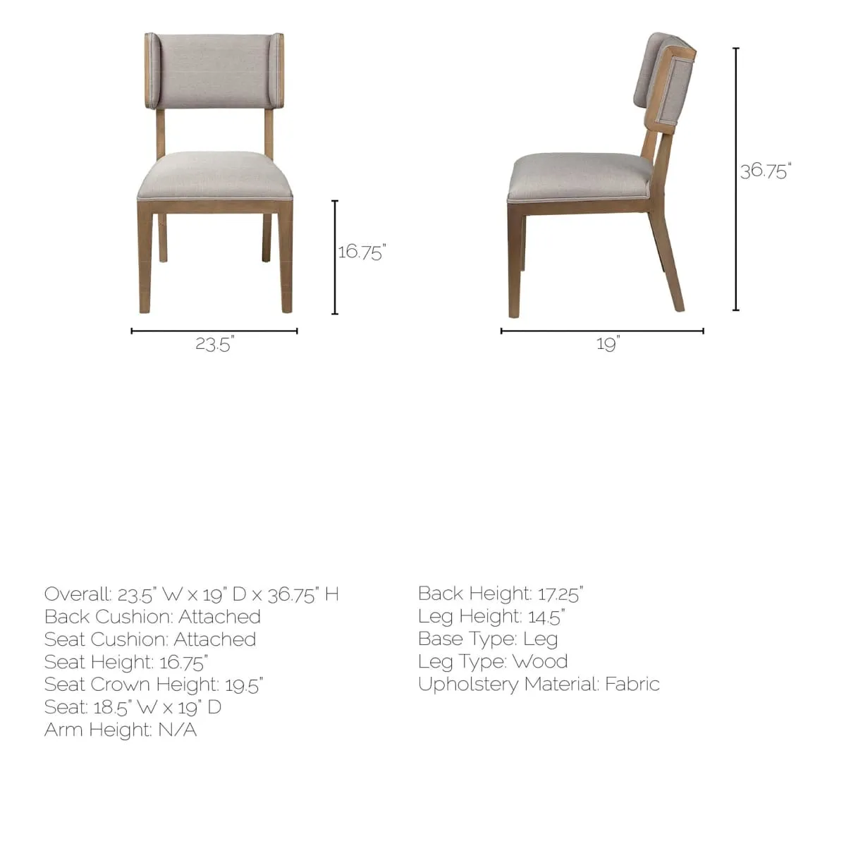 Tenton Dining Chair Gray Fabric | Brown Wood