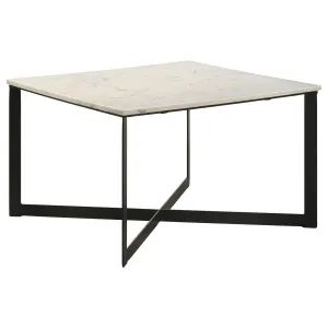 Tobin - Square Marble Top Coffee Table - White And Black