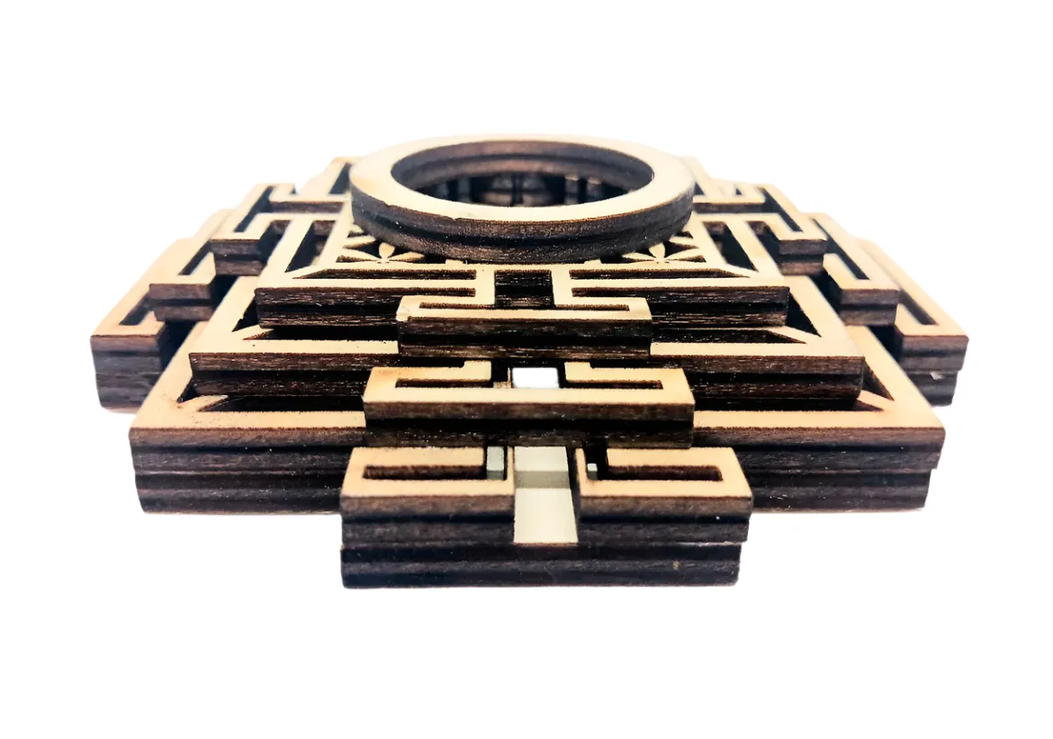 Wooden Ziggurat Sphere Holder